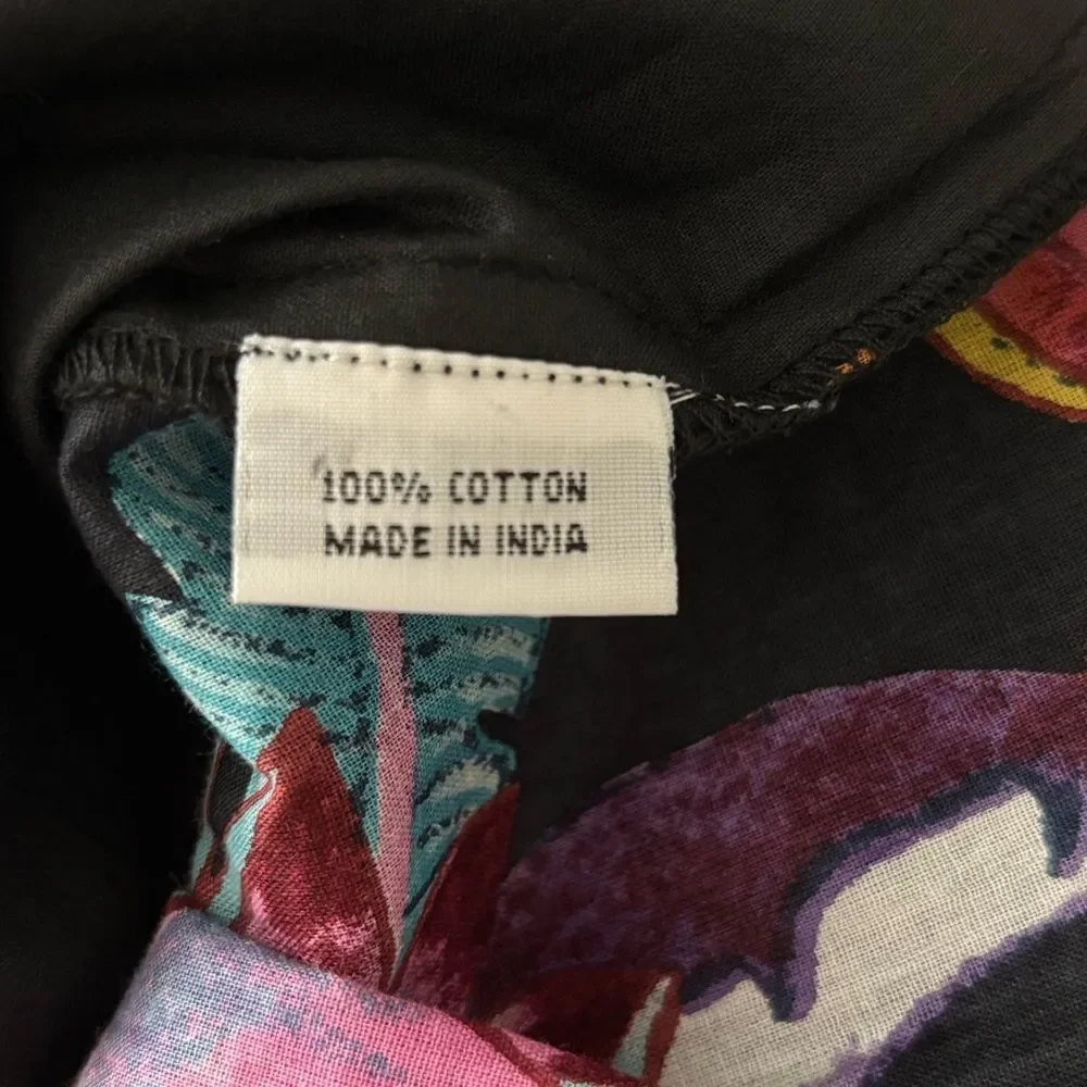 NWT KikiSol Womens M‎ Black Floral Cotton Shirt Button Down Boho Resort Vacation - Picture 5 of 15